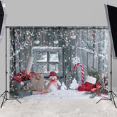 Lofaris Snowy Christmas Snowman With Gifts Winter Backdrop